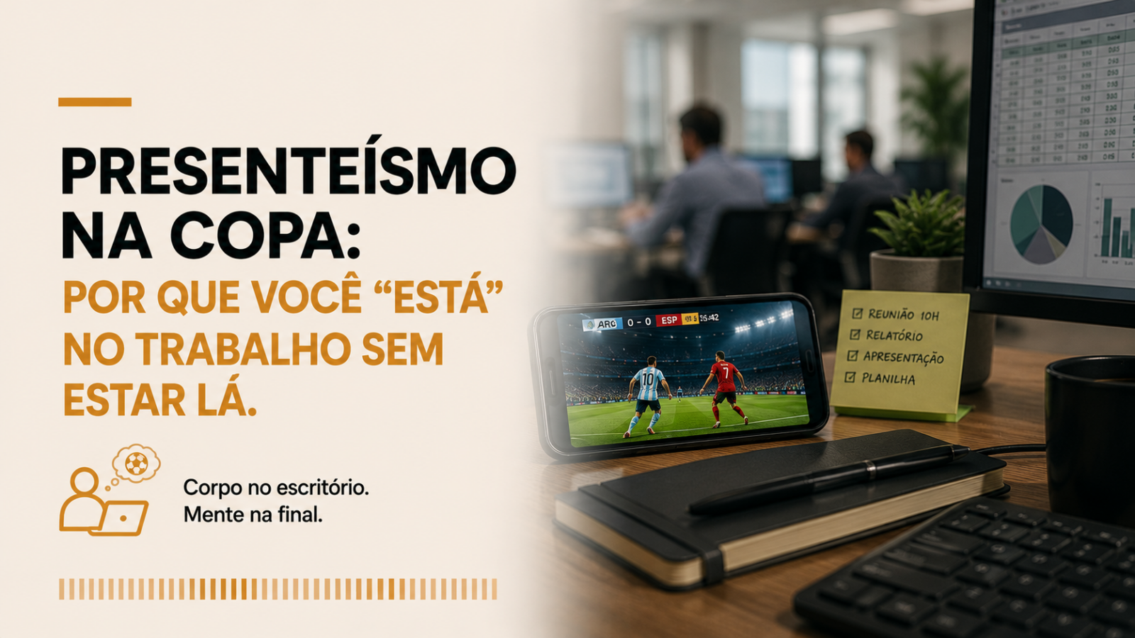 Presenteísmo na Copa: por que você “está” no trabalho sem estar lá.