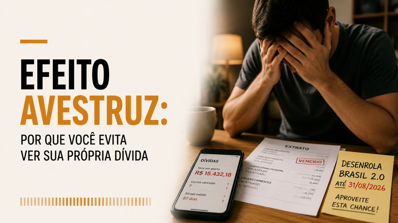 Efeito avestruz: por que você evita ver sua própria dívida, mesmo podendo renegociar